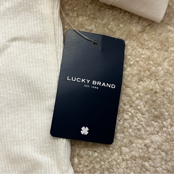 NEW Lucky Brand Shirt Womens Extra Small Ivory White Popover Ribbed Fitted - Picture 5 of 9